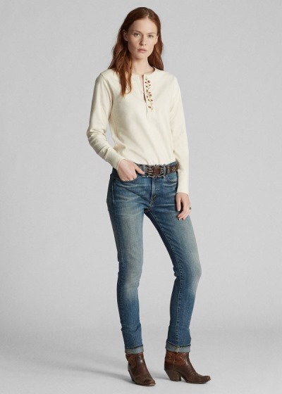 Calças De Ganga Ralph Lauren Skinny Stretch Mulher 02731-CTGH